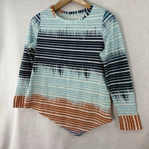 Soft Surroundings Tunic Top Women Petite Medium Long Sleeve Multicolor Striped - Picture 2 of 5